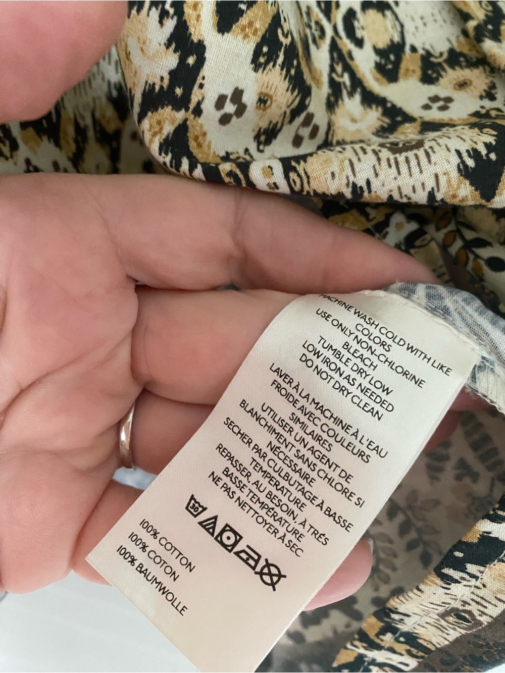 Anthropologie Cream & Black Floral Border Peasant Blouse - Picture 6 of 7